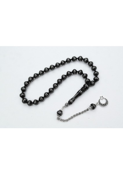 Oltu Taşı Şalgami Kesim Taç Işleme Işlemeli Tespih