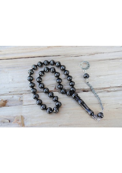 Oltu Taşı Şalgami Kesim Taç Işleme Işlemeli Tespih fiyatları