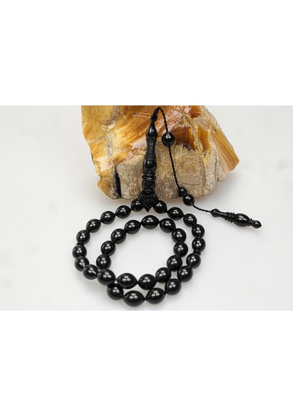 Oltu Taşı Kravatlı Şerit Çizgi Imame Sade Tespih fiyatları