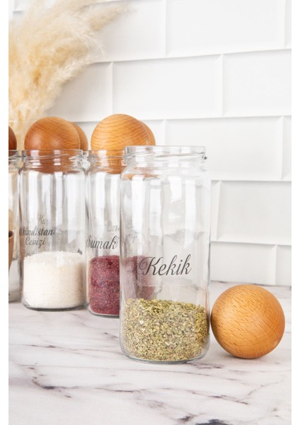 6'lı Ahşap Kapaklı Cam Kavanoz Seti, Baharatlık, 500 ml, Etiketli, Türkiye Ürün. fiyatları