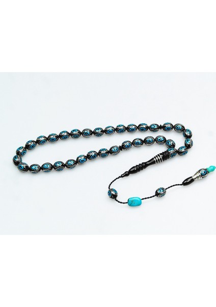 Oltu Taşı ve Turkuaz Mineli Damla Tespih