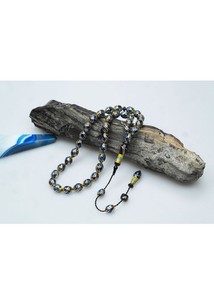 Oltu Taşı ve Sarı Galalith Çift Çeşmi Bülbül Işlemeli Tespih fiyatları