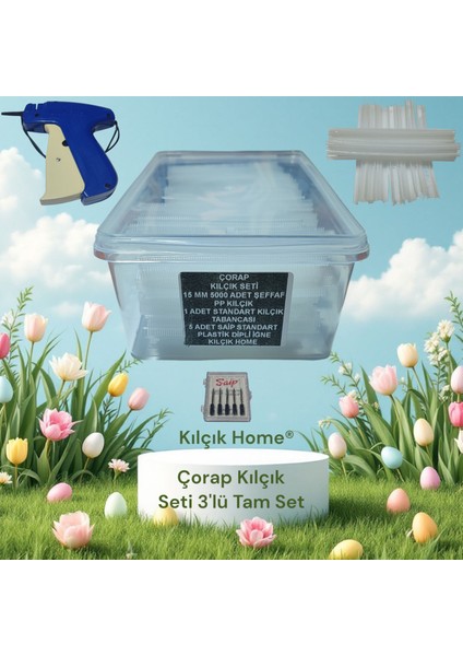 Çorap Kılçık Seti 3'lü Set Kılçık+Tabanca+iğne