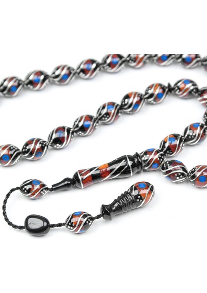 Oltu Taşı ve Galalith Beyzi Çift Çeşmi Işlemeli Tespih modelleri