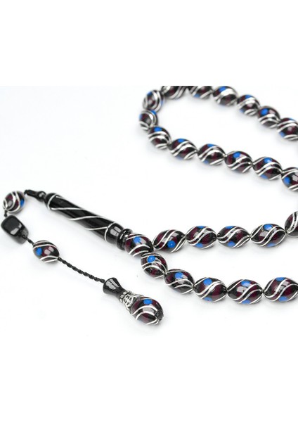 Oltu Taşı Ve Kırmızı Galalith Çift Çeşmi Işlemeli Tespih fiyatları