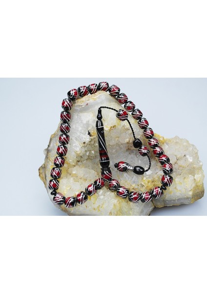 Oltu Taşı ve Galalith Çift Çeşmi Işlemeli Tespih fiyatları