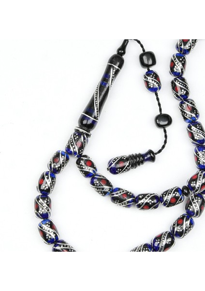 Oltu Taşı ve Galalith Kapsül Kesim Çift Çeşmi Işlemeli Tespih modelleri