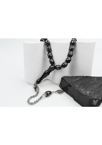 Oltu Taşı Beyzi Model Tek Zikzak Baklava Işlemeli Tespih fırsatları