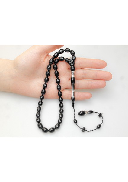 Oltu Taşı Kalın Çizgi Imame Nakkaş Gümüş Işleme Sade Tespih modelleri