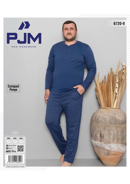 Erkek Battal Düğme Yaka Penye Uzun Kol Pijama Takımı 6720/9 - 1 Adet fiyatları