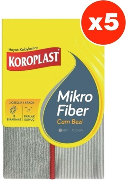 Mikrofiber Cam Bezi Seti – 5'li, Temizlikte Etkili ve Kullanışlı