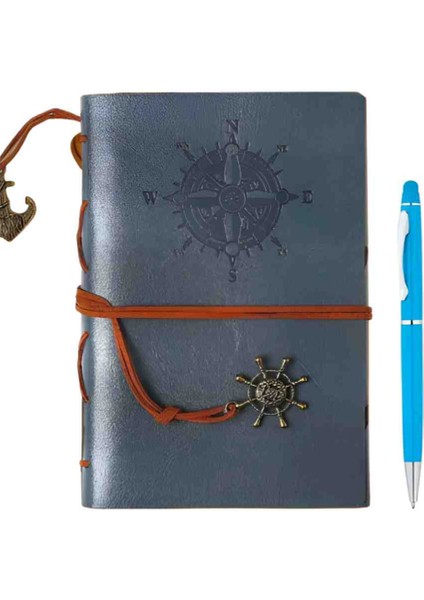 Deri Kapaklı Vintage Defter Vip Kalem Hediyeli Kraft Sayfa Günlük Not Ajanda Anı Hatıra Defteri