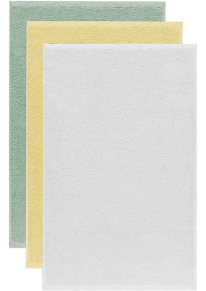 3 Lü Düz Renk El Yüz Havlu Seti &#37;100 Pamuklu 50X90 cm Yeşil Sarı Beyaz fiyatları