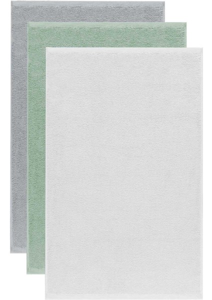 3 Lü Düz Renk El Yüz Havlu Seti &#37;100 Pamuklu 50X90 cm Gri-Yeşil-Beyaz fiyatları