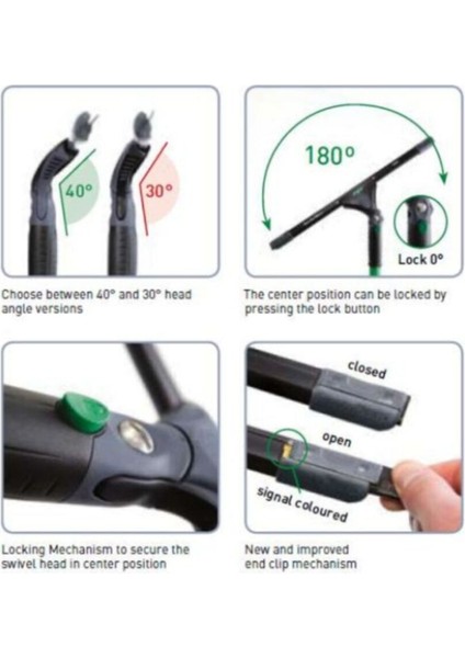 Geniş 92 cm dönebilir cam çekçek, ergonomik sap, kolay taşıma, güvenli kullanım