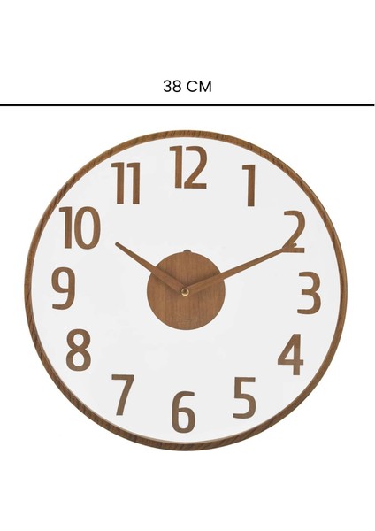 Modern Ahşap Duvar Saati - Kahverengi / Şeffaf - 38 cm indirimleri