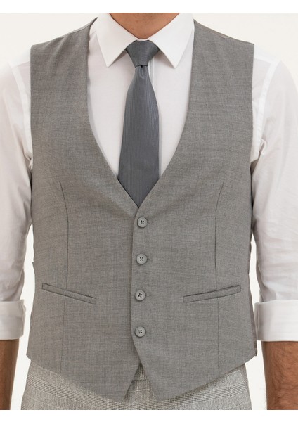Erkek Gri Slim Fit Yelek 50270158-VR024