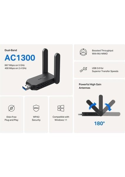 MA32H AC1300 USB 3.0 Kablosuz Ağ Adaptörü modelleri
