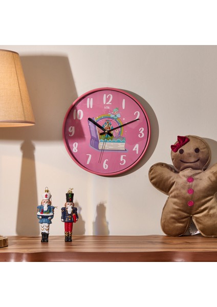 Slim Masal Çocuk Odası Duvar Saati - Pembe - 30 cm