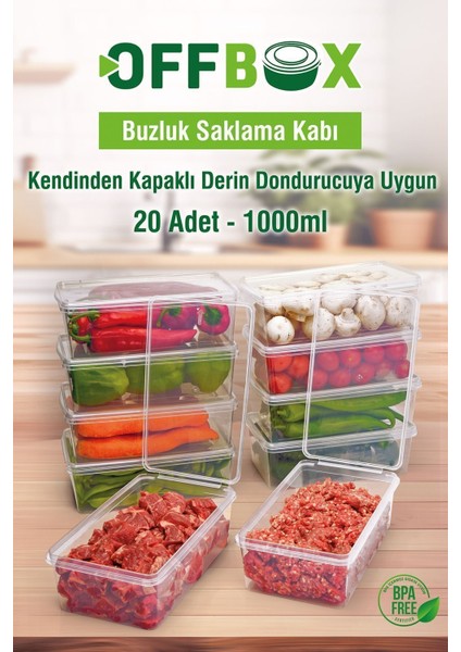 1 Lt. Beyaz Plastik Buzluk Saklama Kutusu Seti, 19-25 Parça, Şeffaf, Kendinden Kapanabilir fırsatları