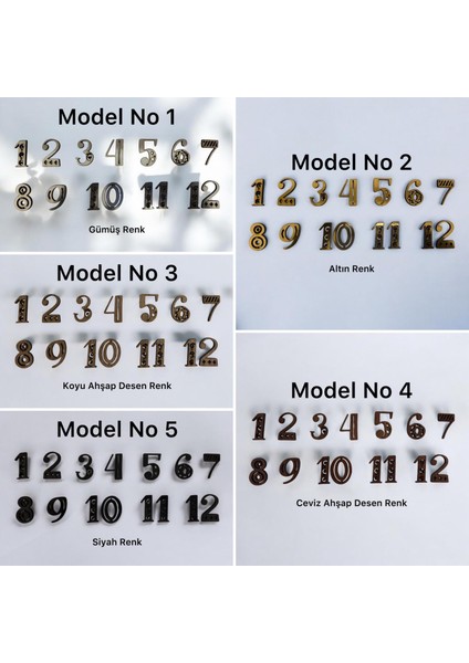 - Ahşap Kontraplak Lazer Kesim Duvar Saati Rakam Seti - Eğlenceli Font - Yükseklik 3 cm