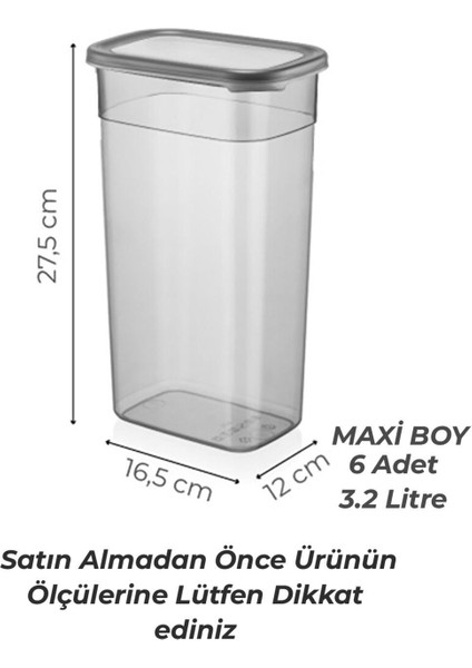 6'lı Dikdörtgen Saklama Kabı Seti, 3200ml, Gri, Plastik, Çay ve Şeker için uygun fiyatları