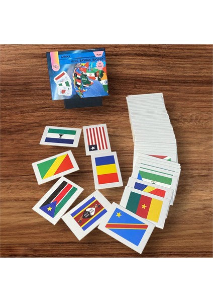 Avrupa-Asya-Afrika Ülkeleri-Harita-Bayrak-Başkent Kartları Üçlü Avantaj Set