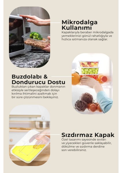 10'lu Siyah Plastik Saklama Kabı Seti, Buzluk ve Dondurucu Organizer