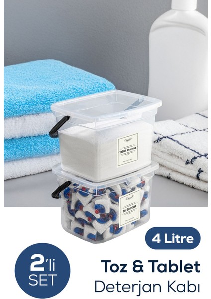 2'li 4L Beyaz Saklama Kutusu Seti, Pratik ve Şık Organizatör, Plastik, 2 Parça