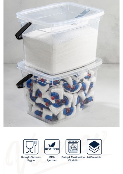 2'li 4L Beyaz Saklama Kutusu Seti, Pratik ve Şık Organizatör, Plastik, 2 Parça modelleri