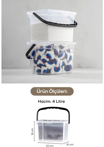 2'li 4L Beyaz Saklama Kutusu Seti, Pratik ve Şık Organizatör, Plastik, 2 Parça