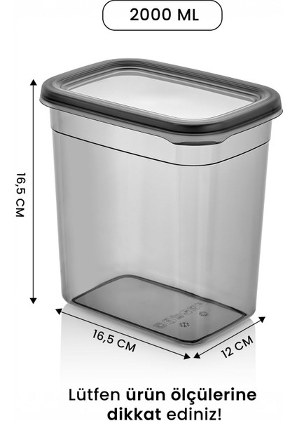 12'li 2000ml Dikdörtgen Saklama Kabı Seti, Kapaklı, Antrasit Şeffaf, Çoklu Parça fiyatları