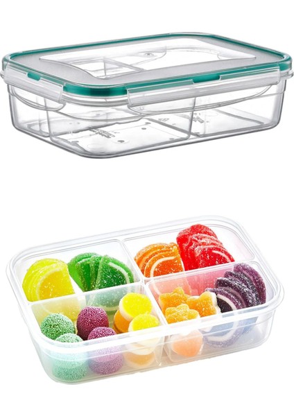 4 Bölmeli 1000 ml Hava Geçirmeyen Sızdırmaz Saklama Kabı, Beyaz Plastik, 1 Parça