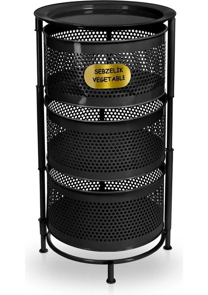 3 Katlı Siyah Tekerlekli Sebze Meyve Sepeti, Yana Açılır, Şık ve Pratik Tasarım indirimleri