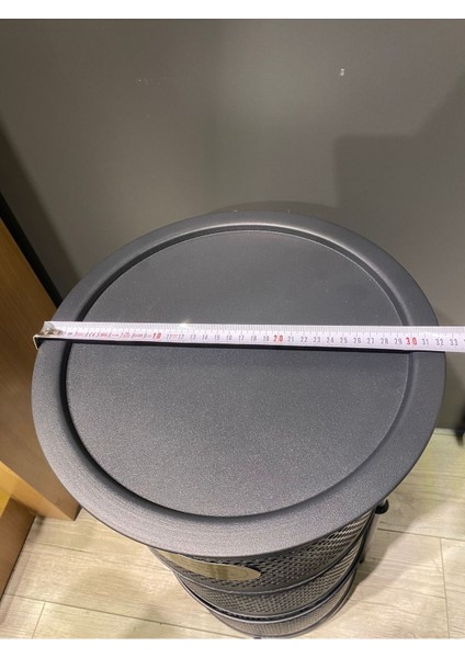 3 Katlı Siyah Tekerlekli Sebze Meyve Sepeti, Yana Açılır, Şık ve Pratik Tasarım