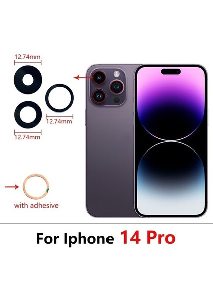 Iphone 14 Pro 3lü Arka Kamera Camı Lens Yapışkanlı
