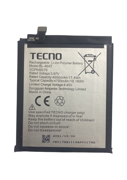 Tecno Phantom x Pil Batarya 4700 Mah