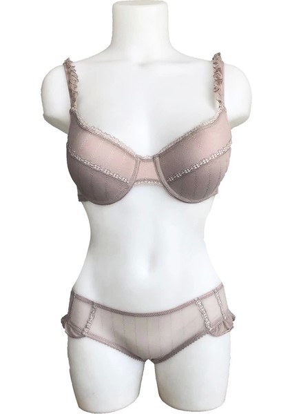 Night Flight Fırfırlı Desteksiz Sütyen Takımı Vizon Renk Kod 2137