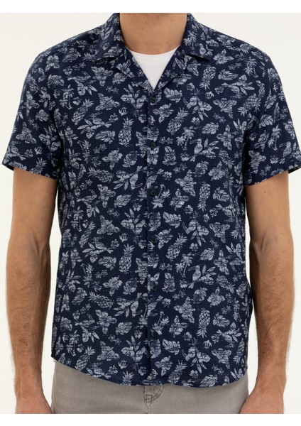 Erkek Lacivert Regular Fit Kısa Kollu Gömlek 50284428-VR033