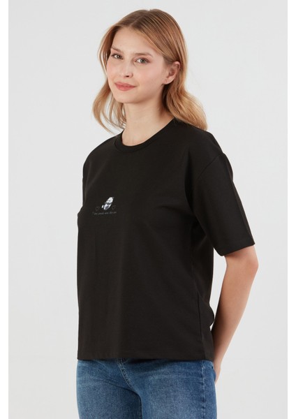 Panda Baskılı Oversize Tişört