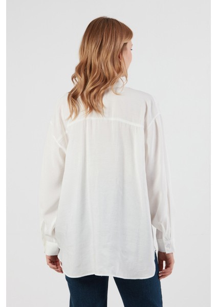 Ayıcık Nakışlı Uzun Kollu Oversize Modal Gömlek