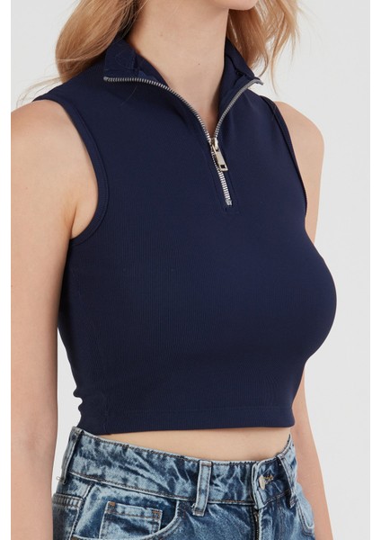 Fitilli Yarım Fermuarlı Kolsuz Bluz indirimleri