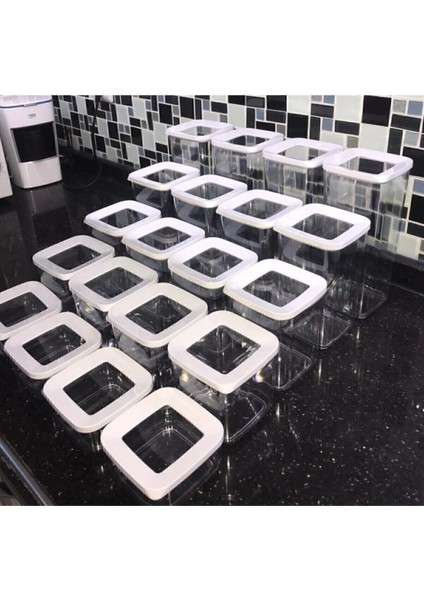 Vakumlu Saklama Kapları 20'li, 4 Takım, Şeffaf ve Siyah, Pratik ve Güvenli Kullanım