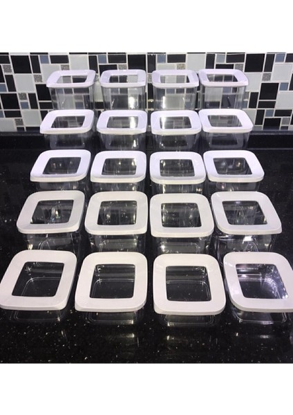 Vakumlu Saklama Kapları 20'li, 4 Takım, Şeffaf ve Siyah, Pratik ve Güvenli Kullanım fiyatları