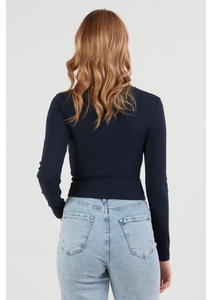 Basic Bisiklet Yaka Uzun Kollu Crop Body modelleri