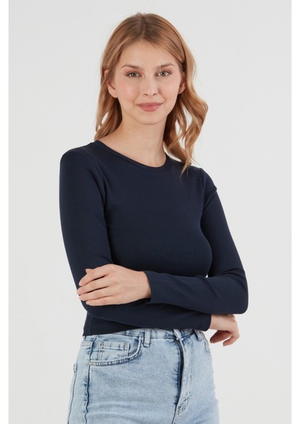 Basic Bisiklet Yaka Uzun Kollu Crop Body fırsatları