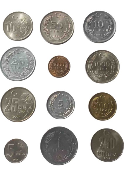 12 Adet Yerli Madeni Para Koleksiyon Başlangıç Setleri. Koleksiyon Para.