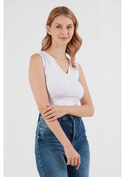 Basic V Yaka Crop Body modelleri