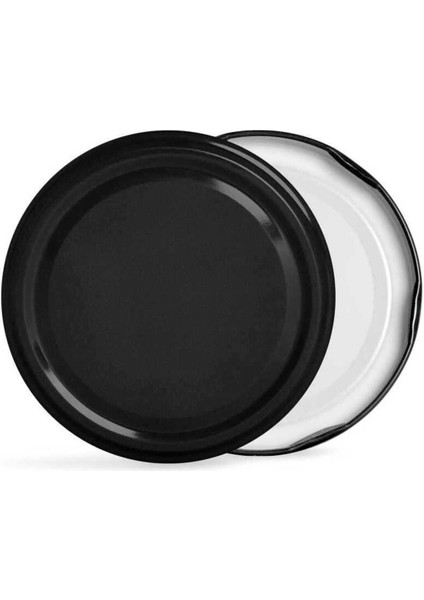10 Adet Siyah Metal Kavanoz Kapağı, 82mm, 1L, Paketli, Temiz ve Şık Tasarım