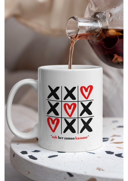 Kupa Bardak - Xox Aşk Her Zaman Kazanır Desenli Kupa Bardak - Hediyelik Kupa Bardak modelleri